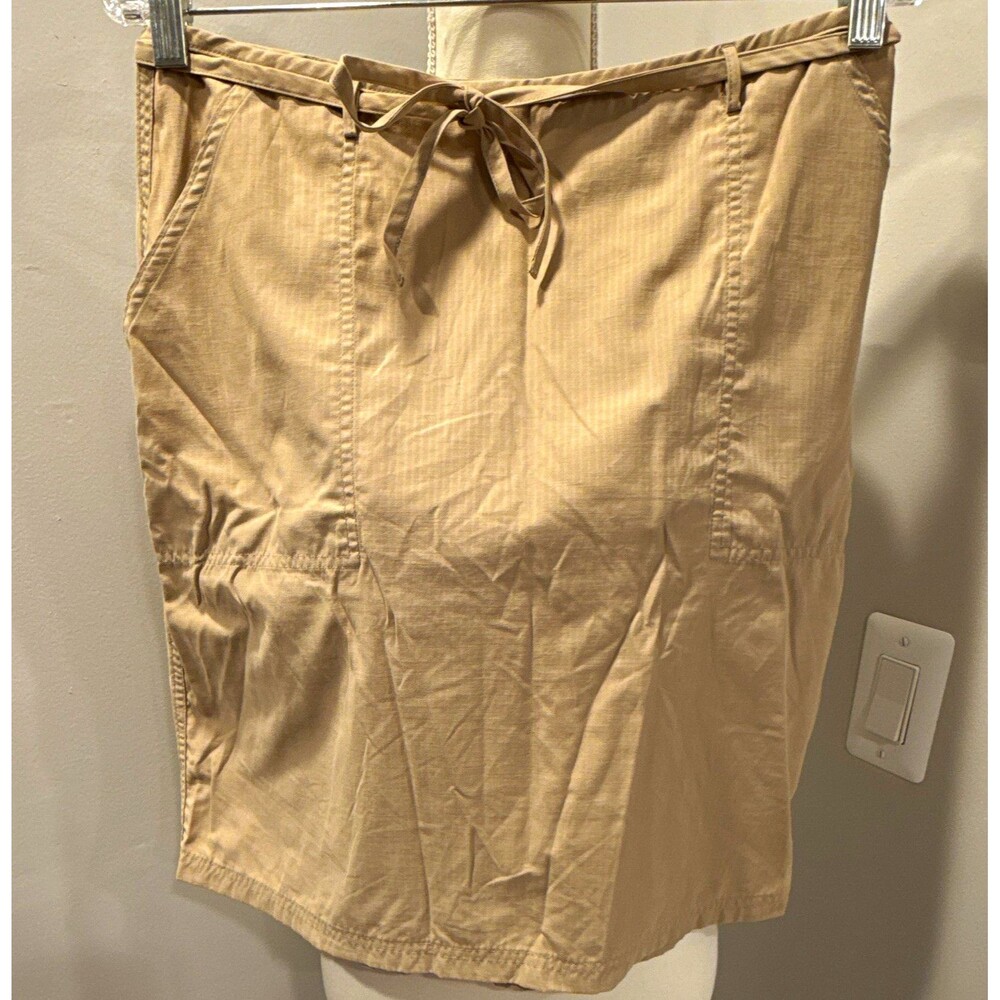 Hunt Club Beige Herringbone Utility Skirt Drawstring Pockets Knee Length 12